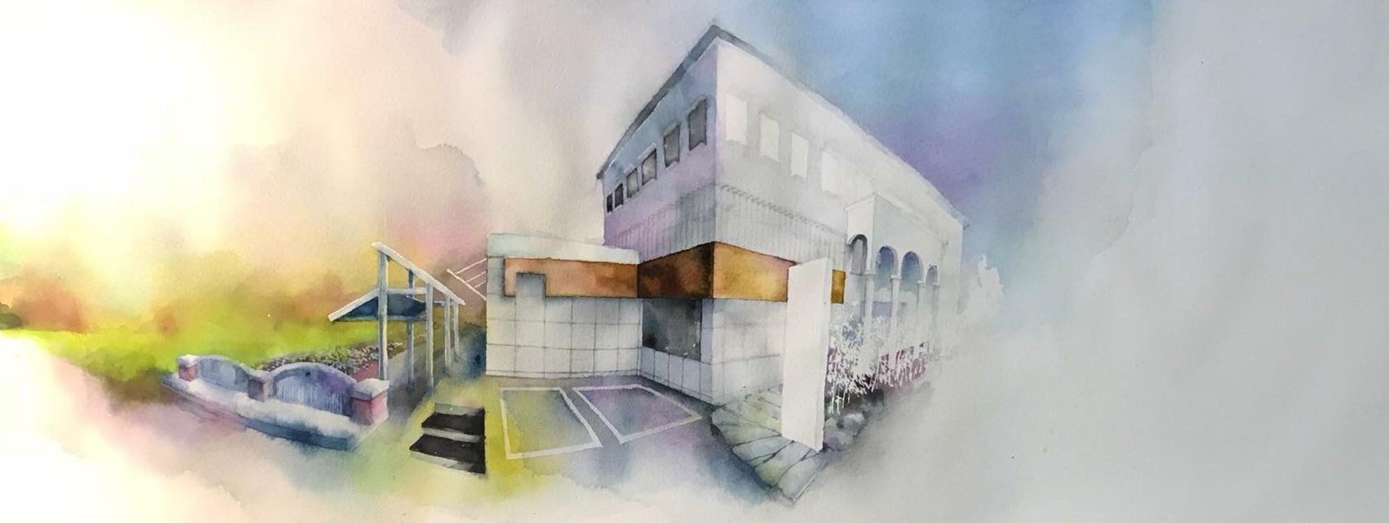 宜蘭墨默建築水彩全景手稿